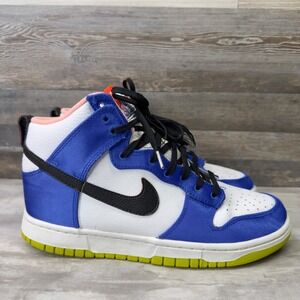 Nike Dunk High EMB Womens Size 9 Blue White DV2185-100 Satin Leather Sneakers